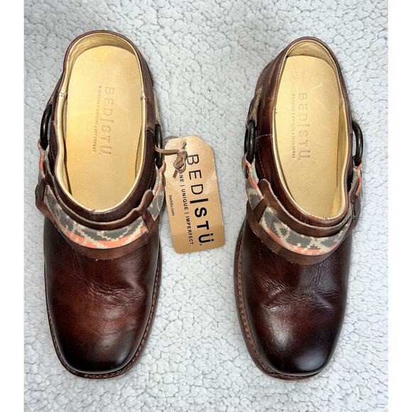 Bed Stu Triad Distressed Dark Brown Leather Harness Mule - Size 7.5 - X3 - Picture 8 of 11